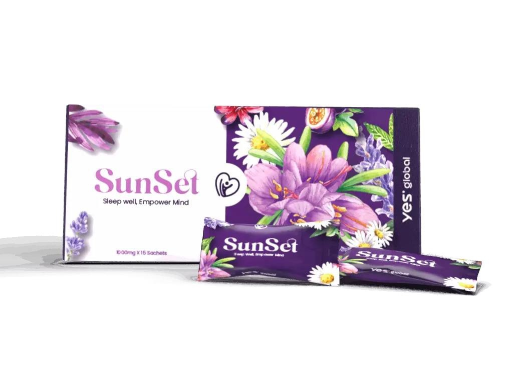 Sunset ПРОГРАММА АНТИСТРЕСС Основной состав SunSet: Экстракт шафрана, корень валерианы, лаванда, ромашка, пассифлора • Снимает стресс, тревожность, волнение, помогает расслабиться • Регулирует процесс качественного засыпания и комфортного, полноценного сна • Повышает уровень естественного мелатонина • Влияет на работу сердечно сосудистой системы • Улучшает мозговую деятельность • Работает на улучшение зрения • Облегчает симптомы ПМС • Мощный антиоксидант • Оказывает противовоспалительное действие • Имеет противораковые свойства • Улучшает пищеварение • Помогает управлять весом • Улучшает состояние кожи